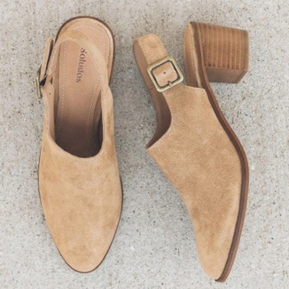 Soludos Savannah Slingback Heeled Mules Tan Women's 8 - Picture 1 of 11